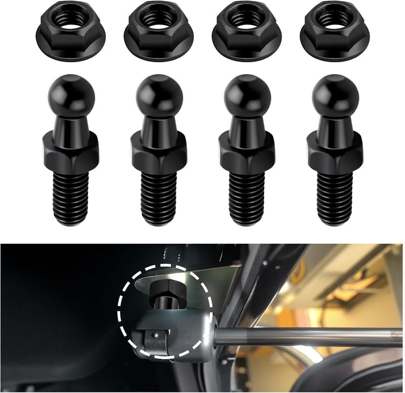 Figpade 4PCS 10mm Ball Stud with 4PCS Nuts Kit,Sturdy Gas Struts Studs with 5/16-18 Thread x 3/5" Long Shank Fits Gas Spring Strut,Practical Lift Support Strut Ball Stud - Image 1